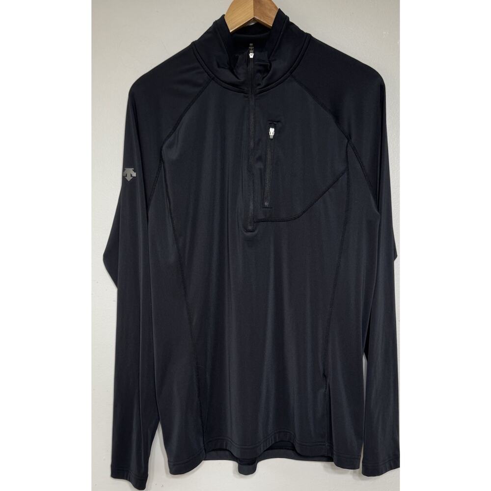 Descente Chase Mens 1/4 Zip Base Layer Shirt Size Large Black Pull-Over